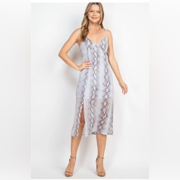 BLUE SNAKE PRINT DRESS - Picture 1 of 6